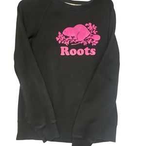 2/$20 Roots Black with pink logo sweatshirt size small